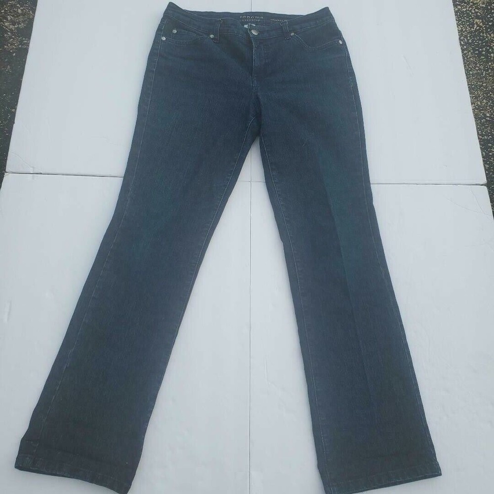 Sonoma Original Fit Straight Leg Mid Rise Stretch Denim Blue Jeans Size 8 AVG